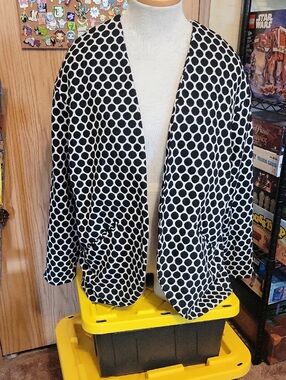 H&M Black and White Polka Dot Open-Front Jacket